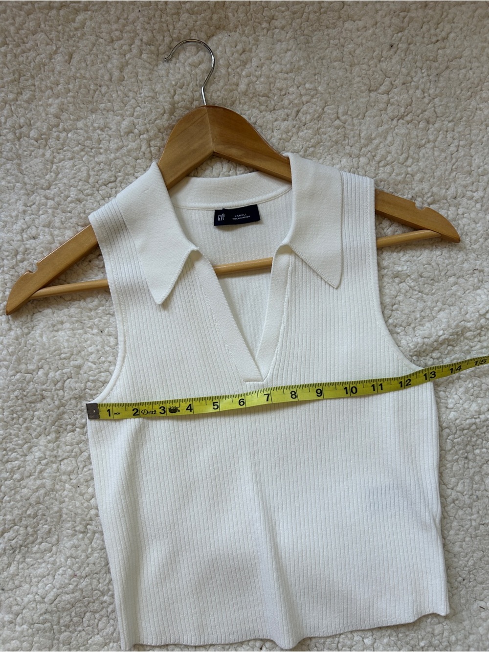GAP 90s Style Ribbed Sleeveless Polo Tank Top Cream XS - Picture 6 of 6